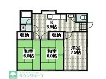 的場平塚第2アパート(3DK/2階)の間取り写真