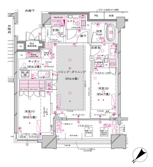オーパスレジデンス銀座イースト(2LDK/2階)の間取り写真