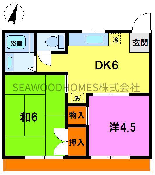 メゾンヒダカ(2DK/2階)の間取り写真
