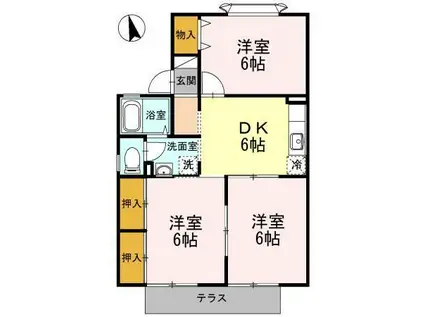 リバーサイド森町II(3DK/1階)の間取り写真