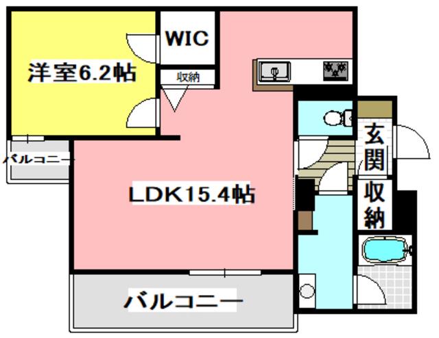 メゾンオリーブIII(1LDK/2階)の間取り写真