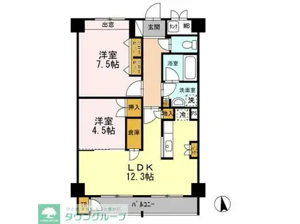 TRI-STAGE(2LDK/2階)の間取り写真