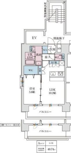 スプランディッド梅田ウエスト(1LDK/9階)の間取り写真
