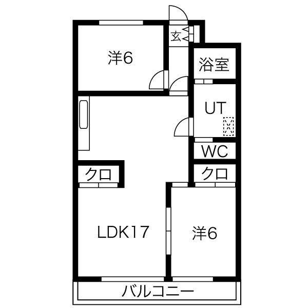 ロイヤルマンション丁田(2LDK/5階)の間取り写真