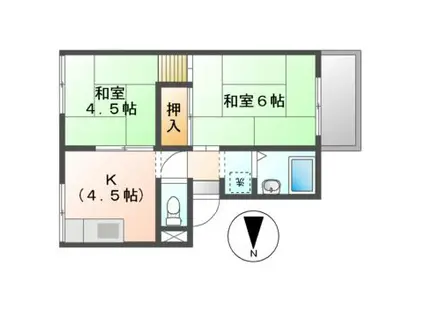 ハイツ都(2K/1階)の間取り写真