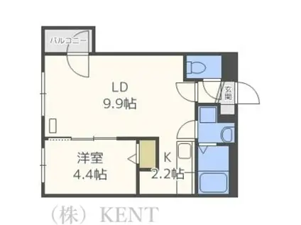 ブルーオーシャン八軒(1LDK/3階)の間取り写真