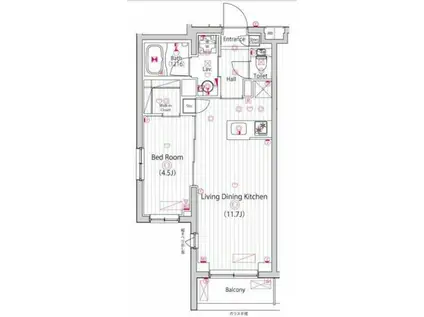 ガーラ・ステーション川崎久地(1LDK/5階)の間取り写真