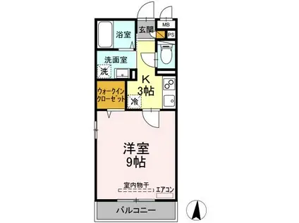 パークヒル櫻山II(1K/2階)の間取り写真