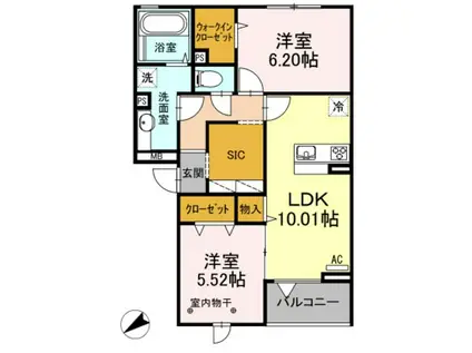 BLUMENLIED(1LDK/1階)の間取り写真