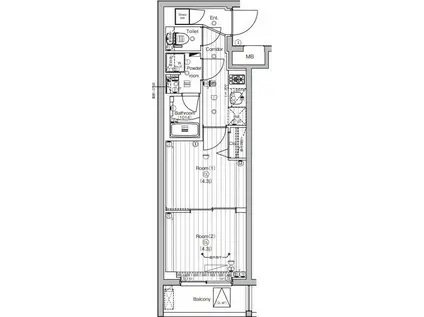 PREMIUM CUBE 世田谷(2K/4階)の間取り写真