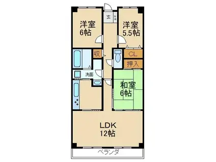 フェニックスコート交野I(3LDK/5階)の間取り写真