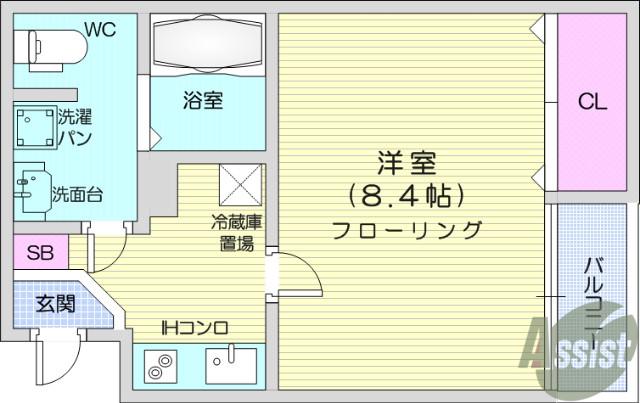 カハラ五輪(1K/2階)の間取り写真