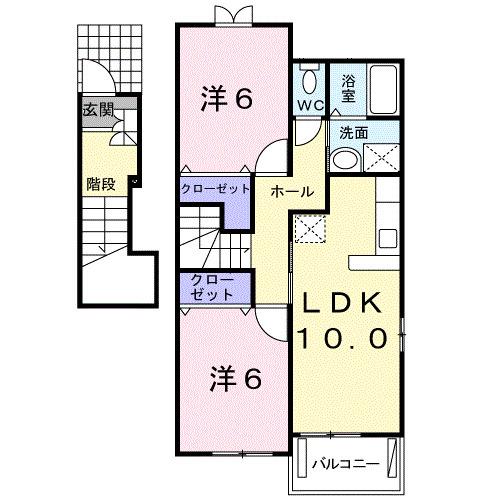 プレアデスA(2LDK/2階)の間取り写真