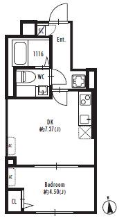 GRANPASEO北新宿(1DK/B1階)の間取り写真