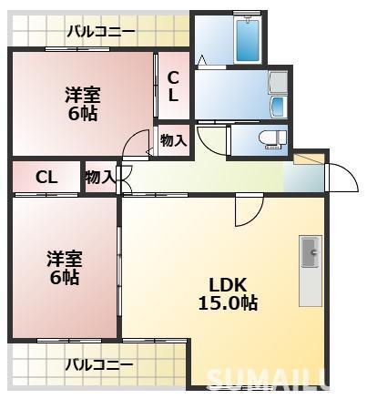 インフィニティ出水I(2LDK/1階)の間取り写真