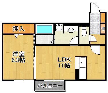 SUN LIGHT(1LDK/1階)の間取り写真