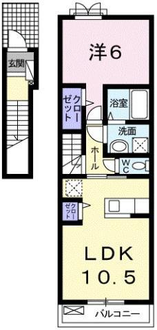 エピナールB(1LDK/2階)の間取り写真