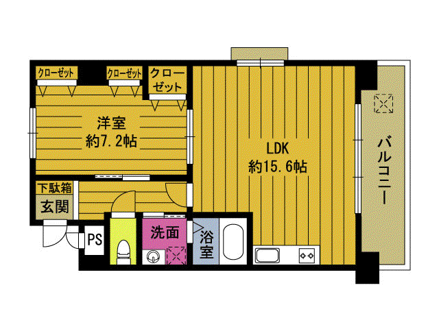 サザン・アヴェニュー金池(1LDK/5階)の間取り写真