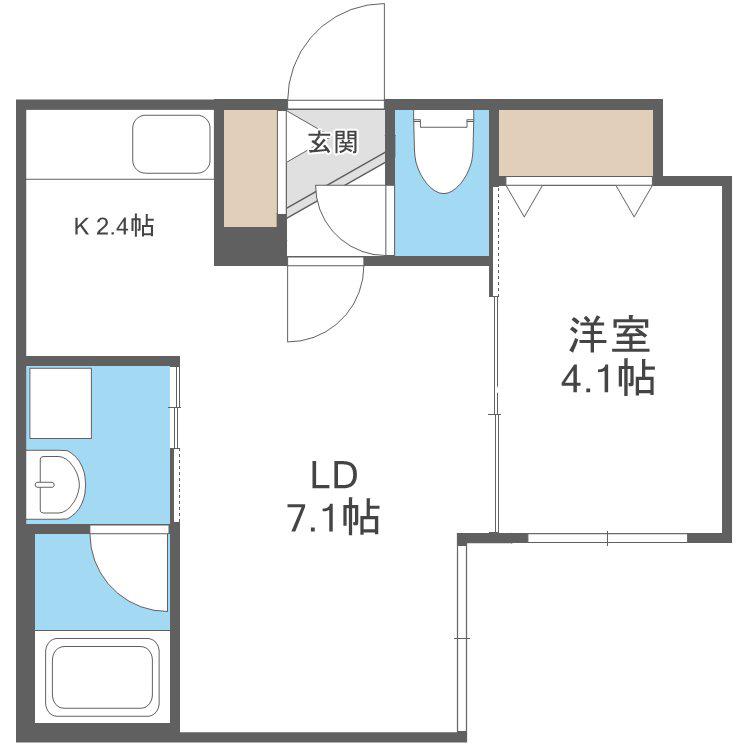 シティプレミア新道東(1LDK/1階)の間取り写真