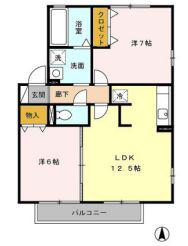 サンハウス(2LDK/2階)の間取り写真