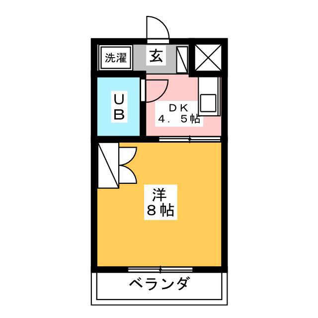 ウッデンベル(1DK/3階)の間取り写真
