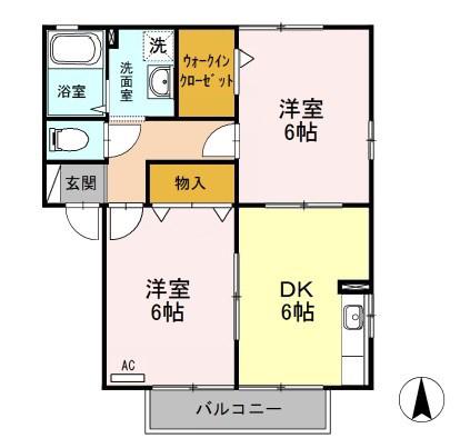 サニーウェルA・B(2DK/1階)の間取り写真
