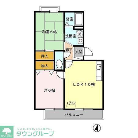 プリムヴェール壱番館(2LDK/2階)の間取り写真