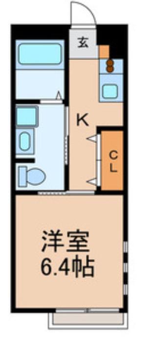 レインボー(1K/2階)の間取り写真