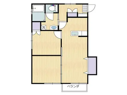 鶴富ハイツB(2LDK/2階)の間取り写真