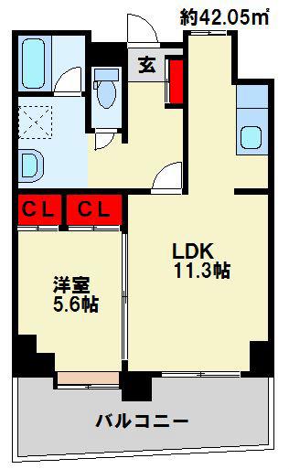 オールセインツ(1LDK/15階)の間取り写真