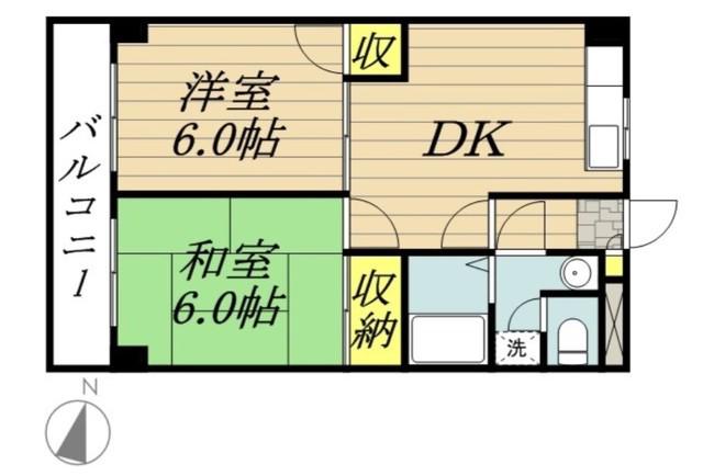 ファベール西浦和I(2DK/2階)の間取り写真