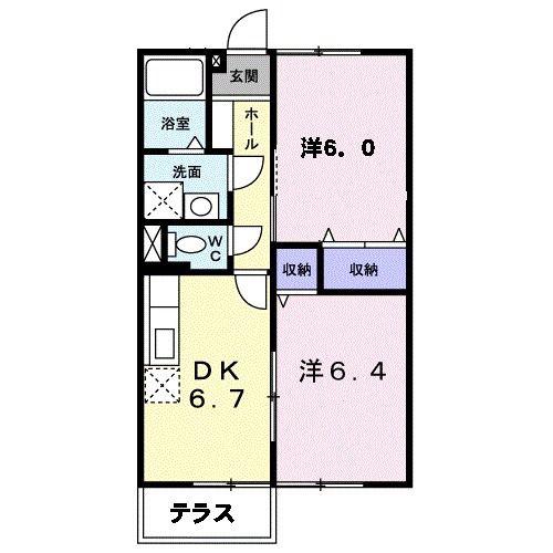 メゾン掛樋(2DK/1階)の間取り写真