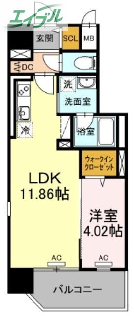 TWIN TOWERS SELINA(1LDK/4階)の間取り写真