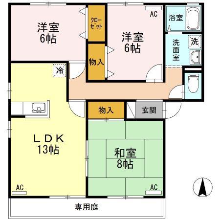 伊予鉄道横河原線 福音寺駅 徒歩27分 2階建 築28年(3LDK/1階)の間取り写真
