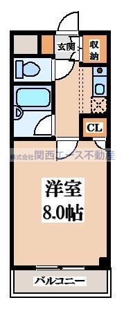 バーズハウス(1K/2階)の間取り写真
