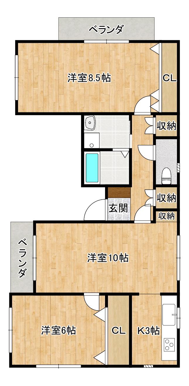 森田ビル(3K/3階)の間取り写真