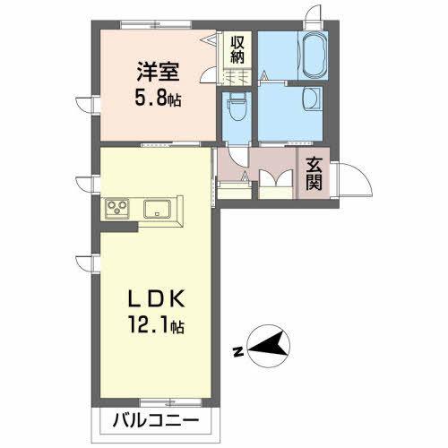アルカンシエルV(1LDK/2階)の間取り写真