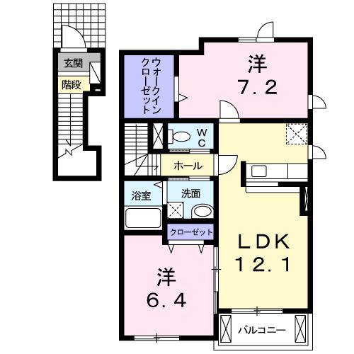 カサソレアーダ II(2LDK/2階)の間取り写真