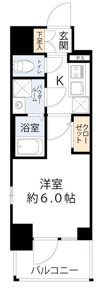 エスリード弁天町桜通レジデンス(1K/2階)の間取り写真