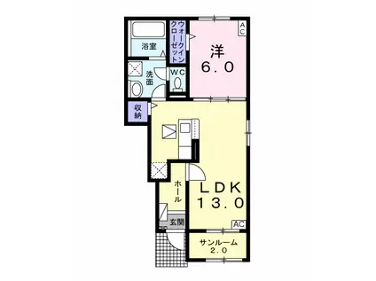 名鉄竹鼻線 柳津駅(岐阜) 徒歩37分 2階建 築4年(1LDK/1階)の間取り写真