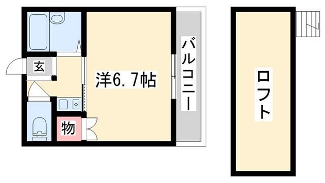 ハイツ新在家(ワンルーム/1階)の間取り写真