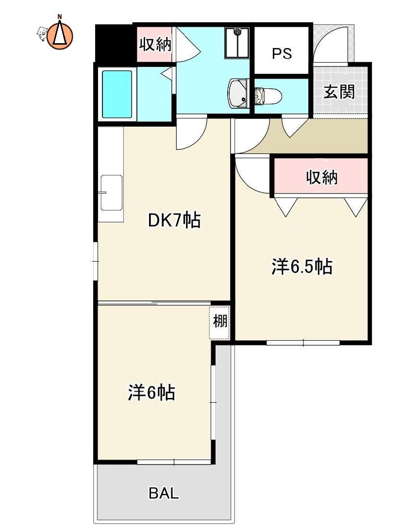 エステイト佐古(2DK/10階)の間取り写真