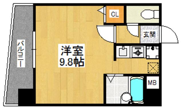 リヴァーオンステイツ(ワンルーム/2階)の間取り写真
