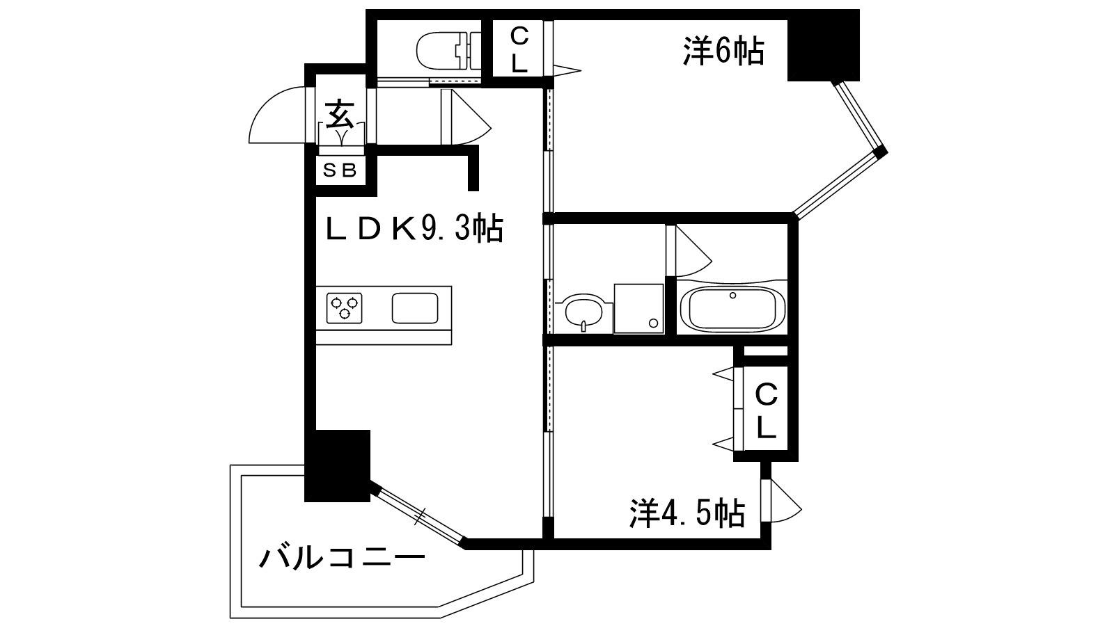 プリオーレ神戸大開通(2LDK/10階)の間取り写真