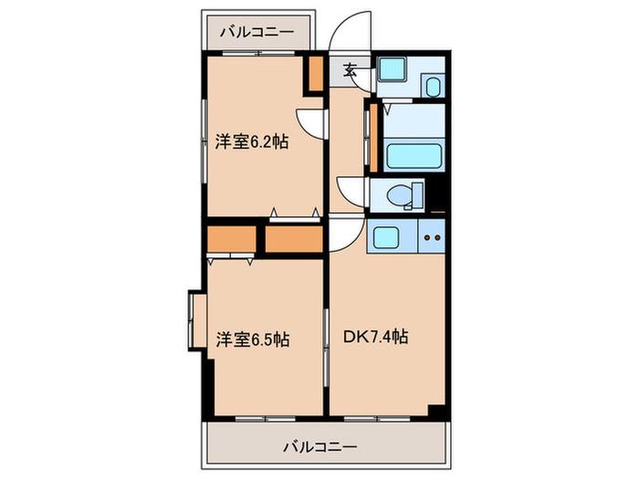 グリーンコート力(2DK/1階)の間取り写真