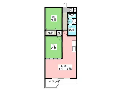 アシスト長野マンションIII(2LDK/3階)の間取り写真