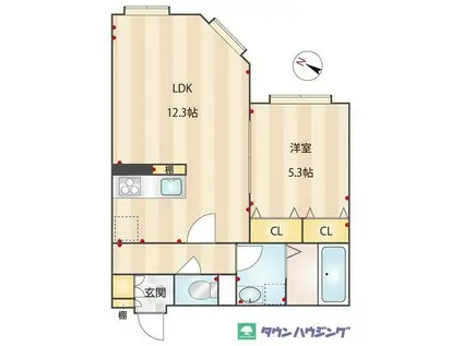 スカイプラザ富久町(1LDK/2階)の間取り写真