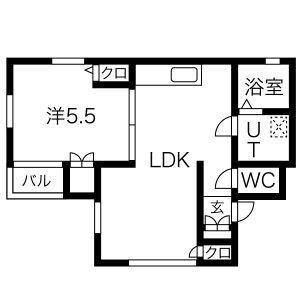 くすの木ハイム(1LDK/1階)の間取り写真