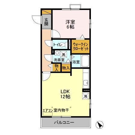 ジェンティーレヤマザキ(1K/3階)の間取り写真
