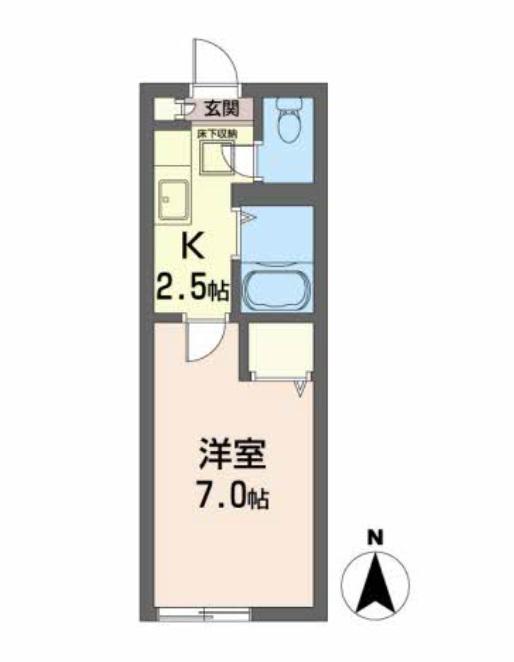 ヴェルデュール(1K/1階)の間取り写真